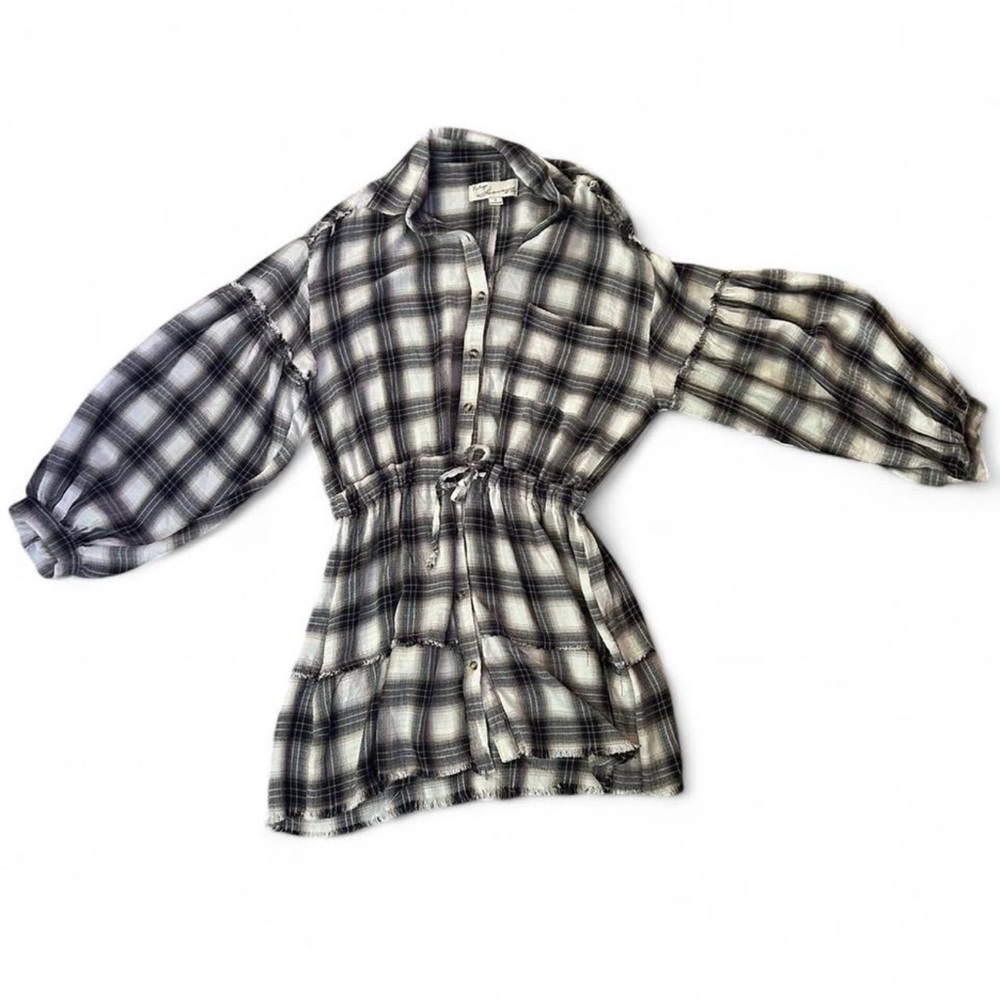 Vintage Havana Plaid Frayed Hem Dress - NWOT